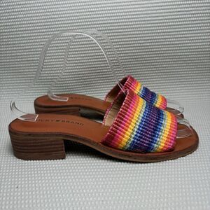 Lucky Brand Frijana Sandals Square Toe Slip On Slide Women’s Size 6.5 Rainbow